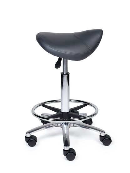 Ergonomischer Sattelhocker Kompakt Grau auf Rollen