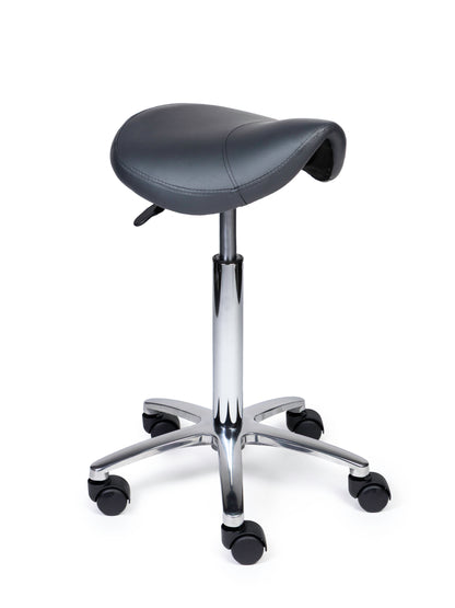 Ergonomischer Sattelhocker Kompakt Grau auf Rollen