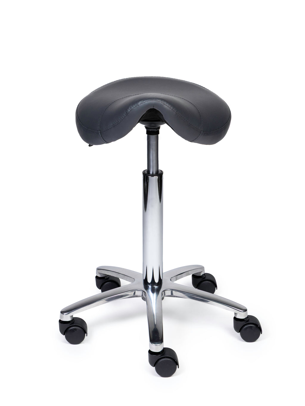 Ergonomischer Sattelhocker Kompakt Grau auf Rollen