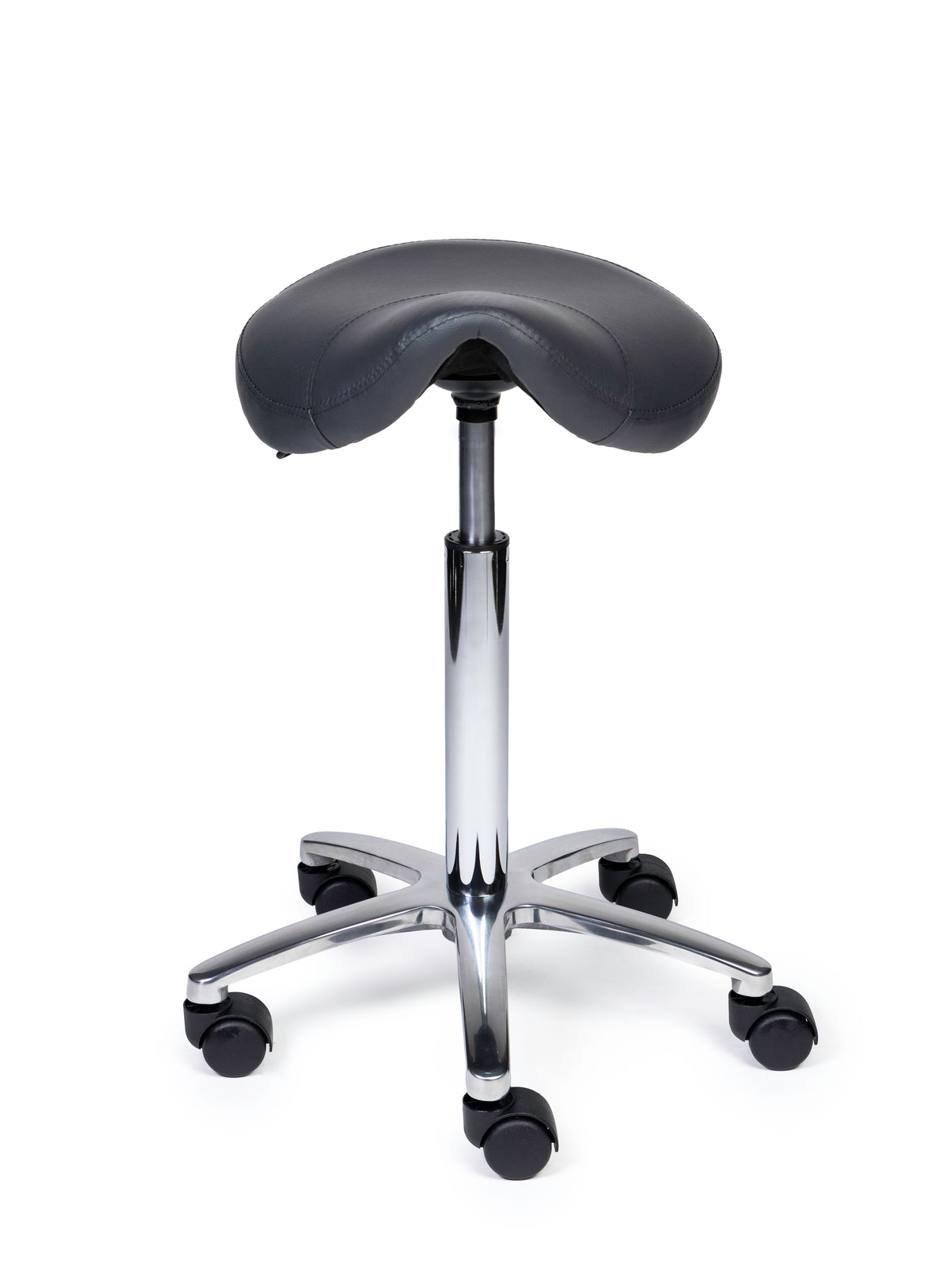 Ergonomischer Sattelhocker Kompakt Grau auf Rollen
