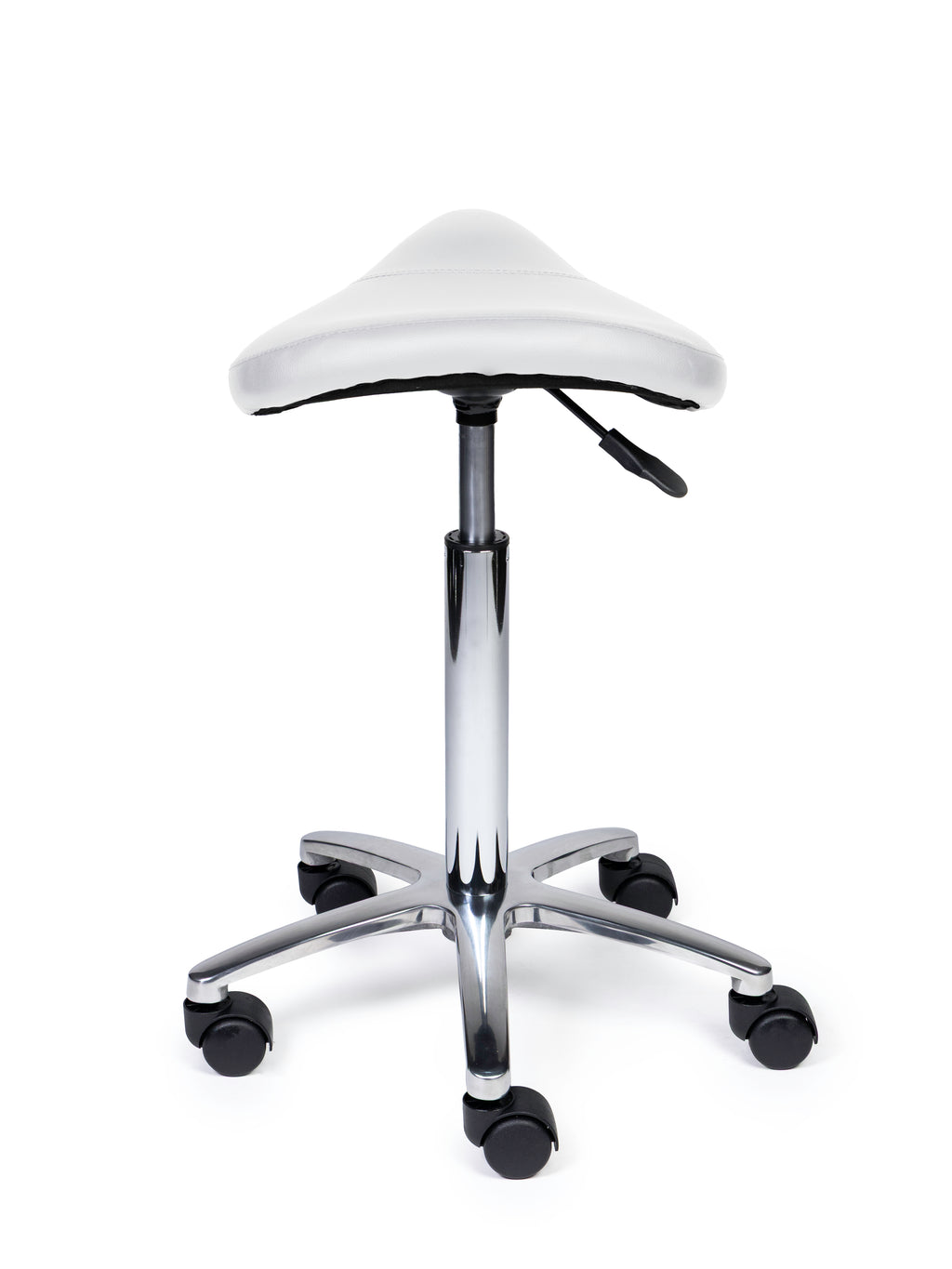 Ergonomischer Sattelhocker Kompakt Weiss auf Rollen