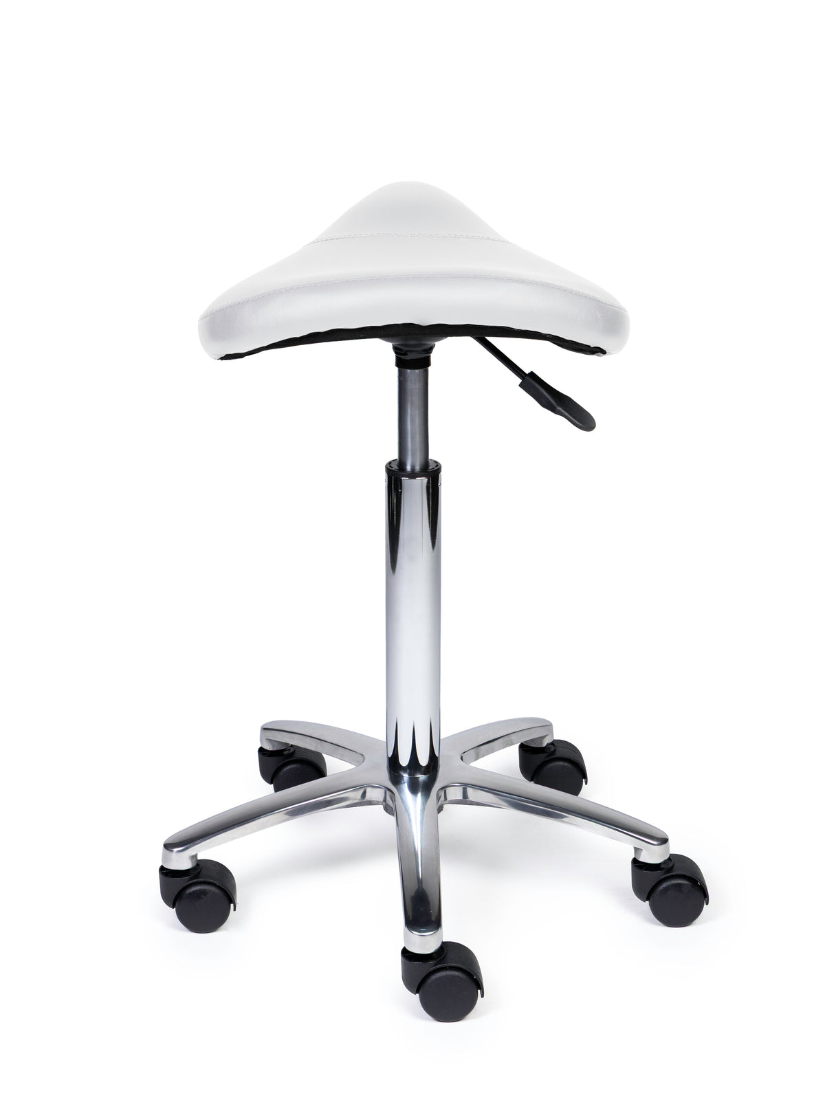 Ergonomischer Sattelhocker Kompakt Weiß auf Rollen