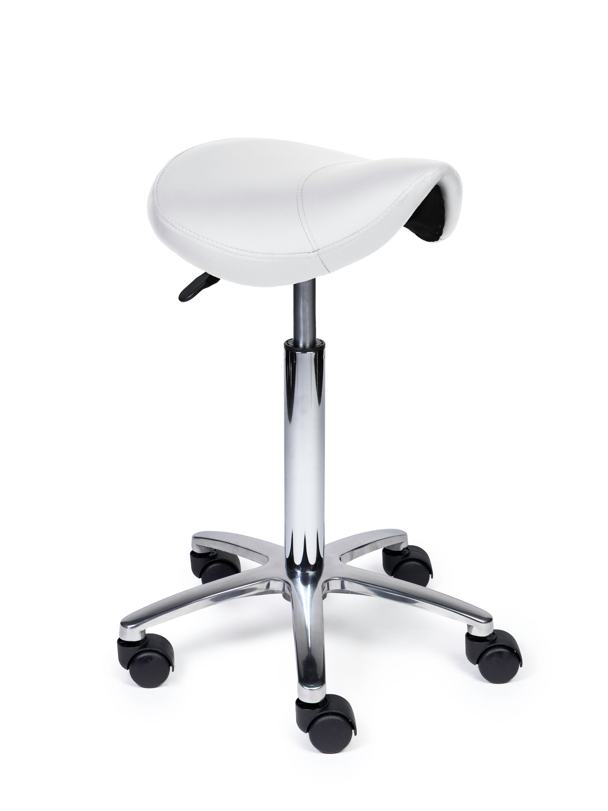 Ergonomischer Sattelhocker Kompakt Weiss auf Rollen