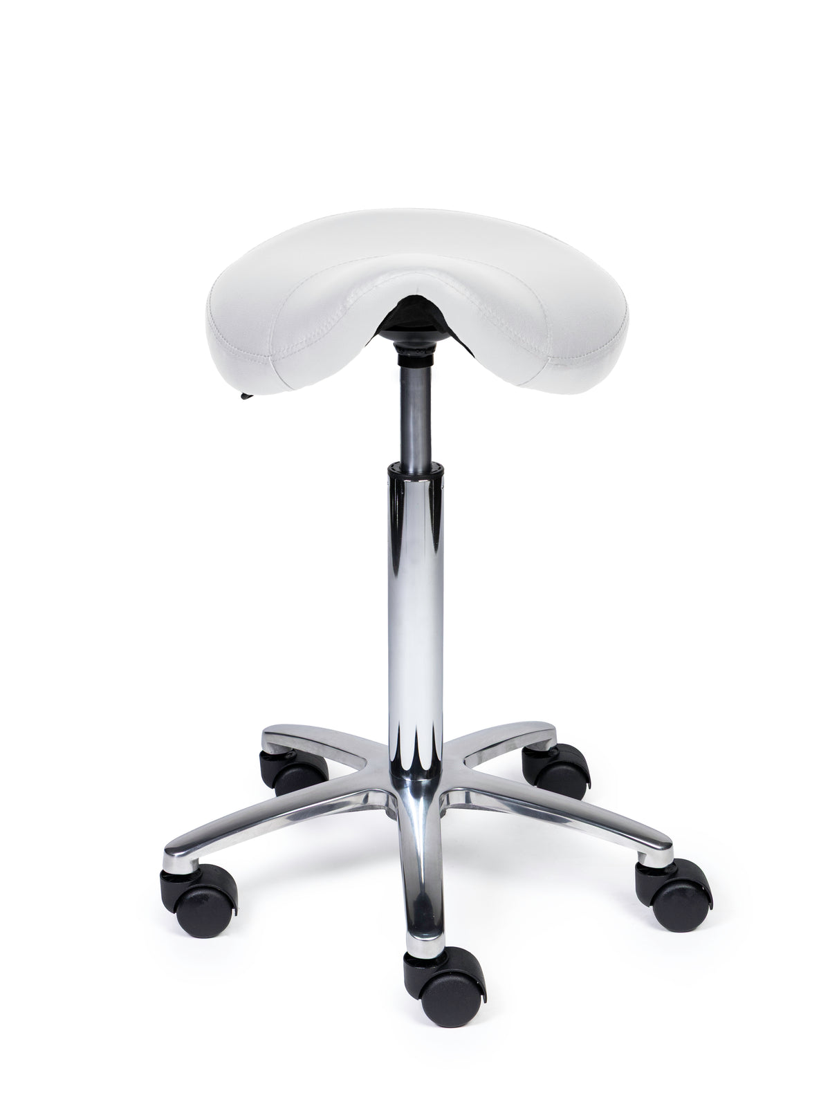 Ergonomischer Sattelhocker Kompakt Weiß auf Rollen