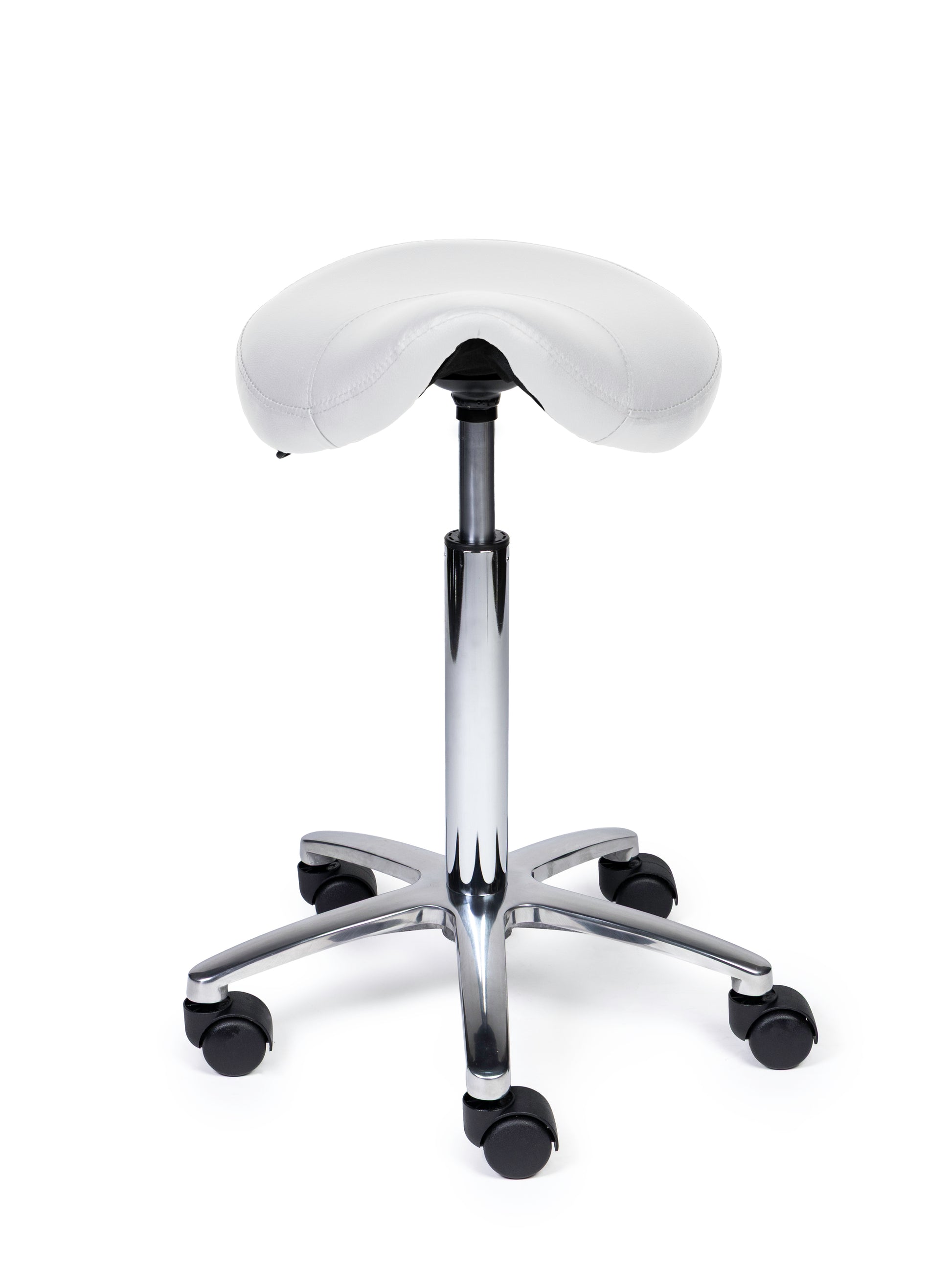 Ergonomischer Sattelhocker Kompakt Weiss auf Rollen