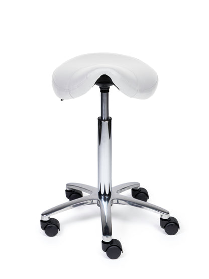 Ergonomischer Sattelhocker Kompakt Weiß auf Rollen