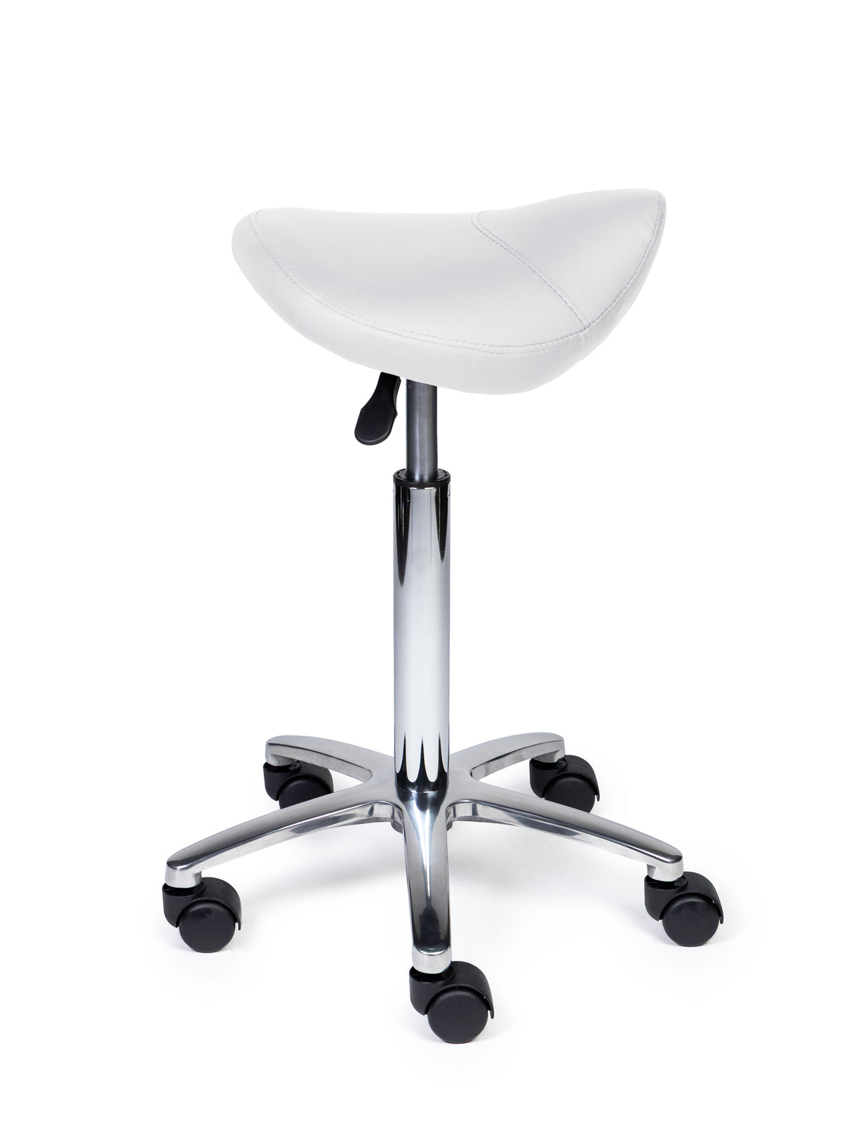Ergonomischer Sattelhocker Kompakt Weiß auf Rollen