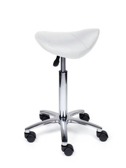 Ergonomischer Sattelhocker Kompakt Weiß auf Rollen