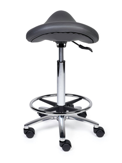 Ergonomischer Sattelhocker Premium Grau auf Rollen