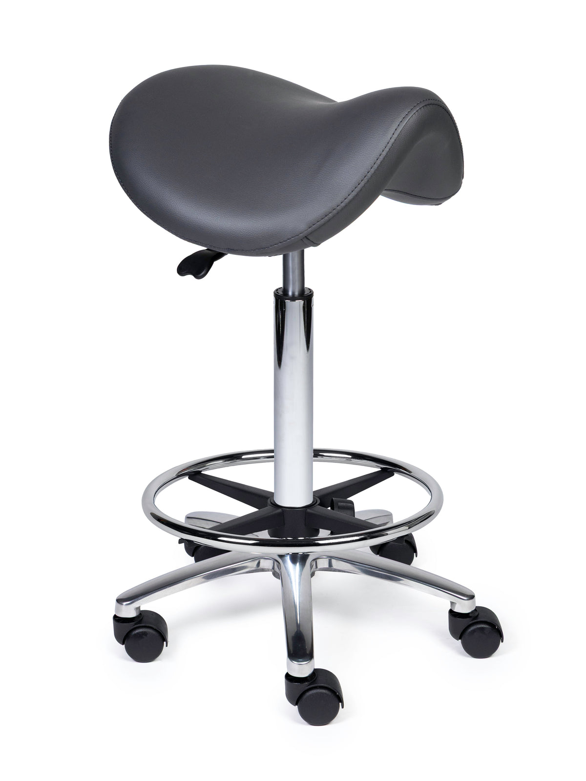 Ergonomischer Sattelhocker Premium Grau auf Rollen