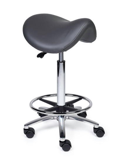 Ergonomischer Sattelhocker Premium Grau auf Rollen
