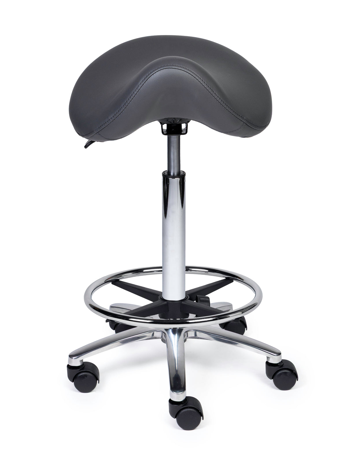 Ergonomischer Sattelhocker Premium Grau auf Rollen