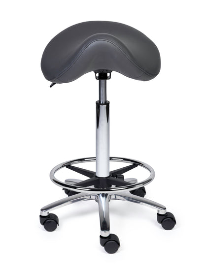 Ergonomischer Sattelhocker Premium Grau auf Rollen
