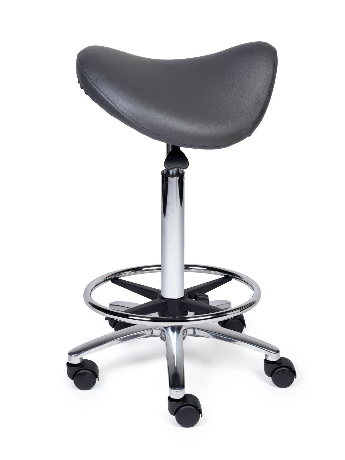 Ergonomischer Sattelhocker Premium Grau auf Rollen