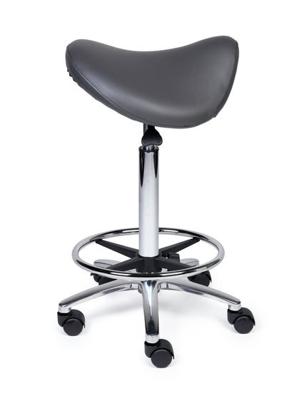 Ergonomischer Sattelhocker Premium Grau auf Rollen