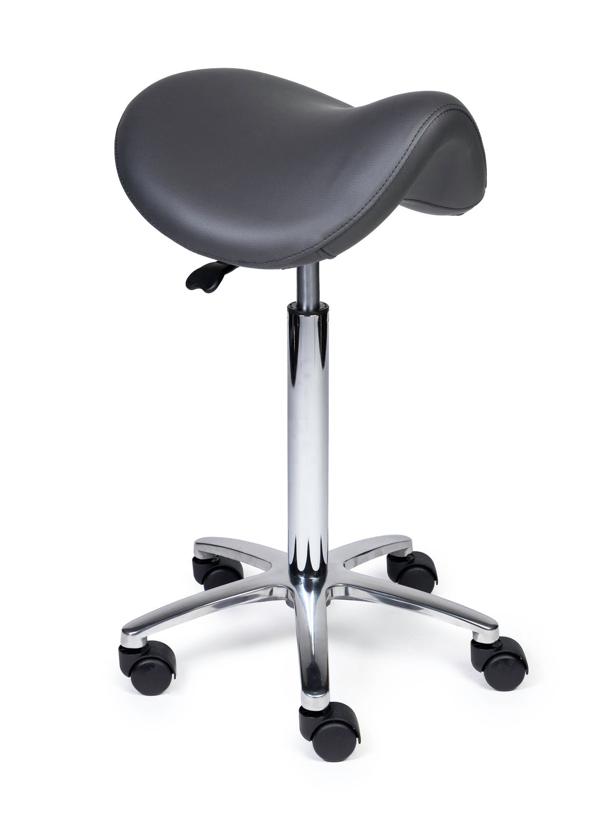 Ergonomischer Sattelhocker Premium Grau auf Rollen