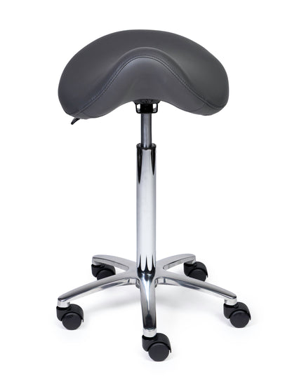 Ergonomischer Sattelhocker Premium Grau auf Rollen