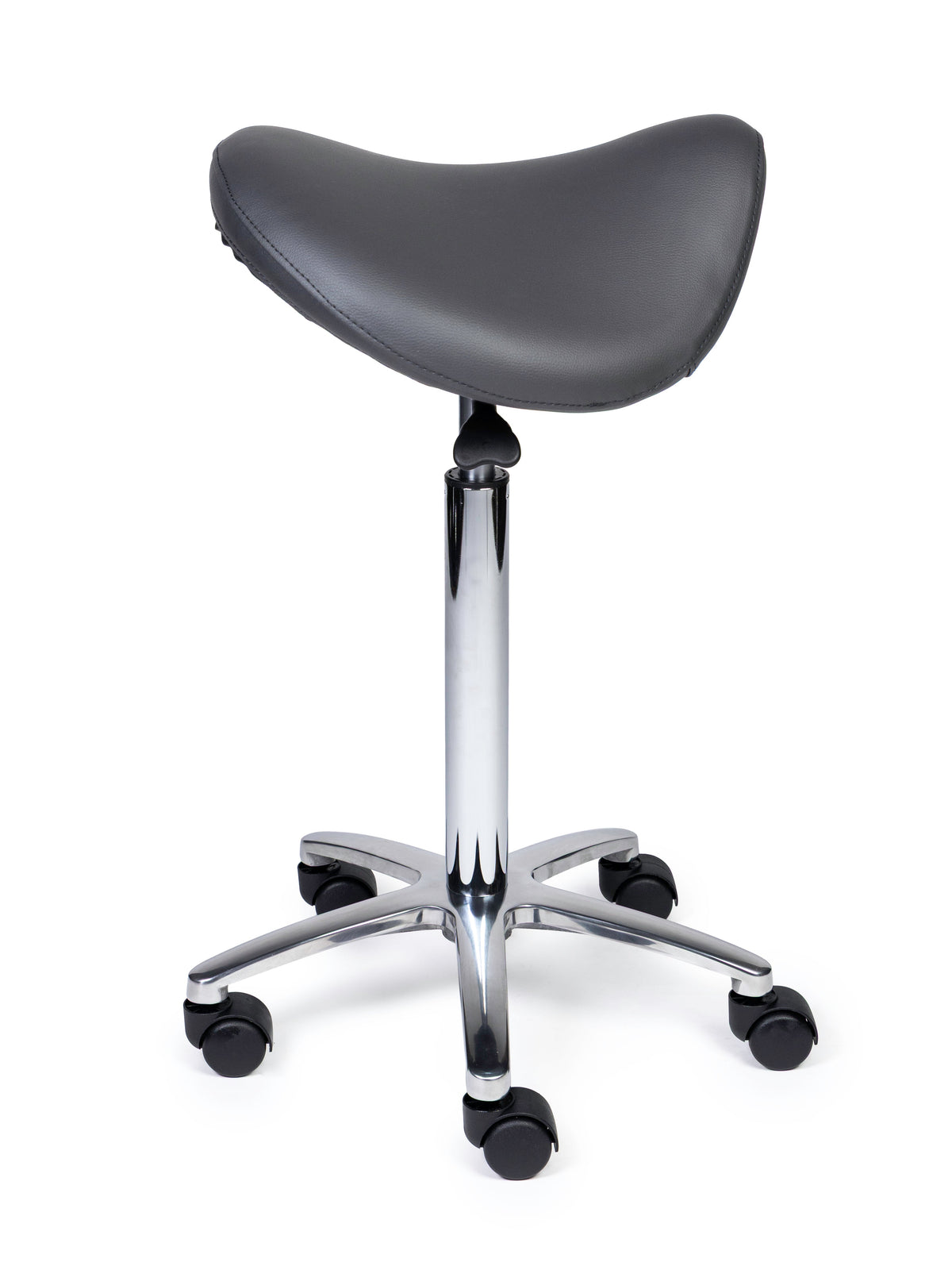 Ergonomischer Sattelhocker Premium Grau auf Rollen
