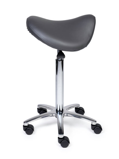 Ergonomischer Sattelhocker Premium Grau auf Rollen