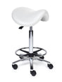 Ergonomischer Sattelhocker Premium Weiß auf Rollen