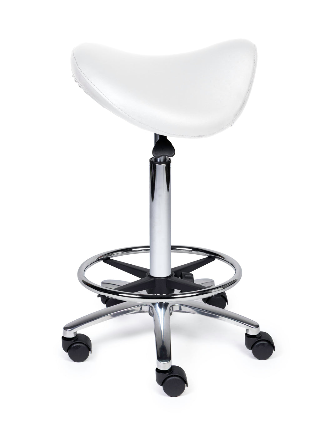 Ergonomische Zadelkruk Premium Wit op Wielen