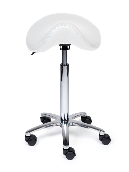 Ergonomischer Sattelhocker Premium Weiß auf Rollen