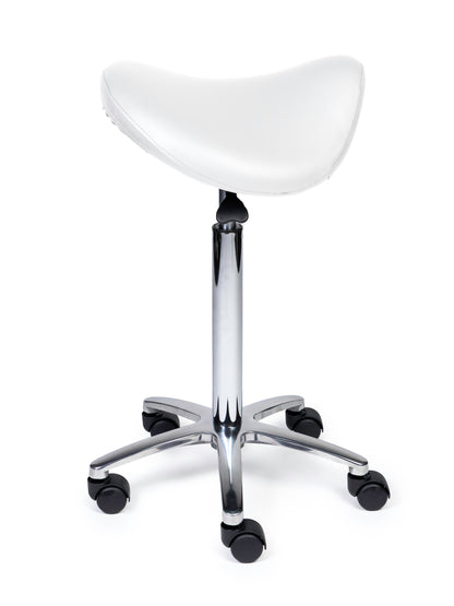 Ergonomischer Sattelhocker Premium Weiß auf Rollen