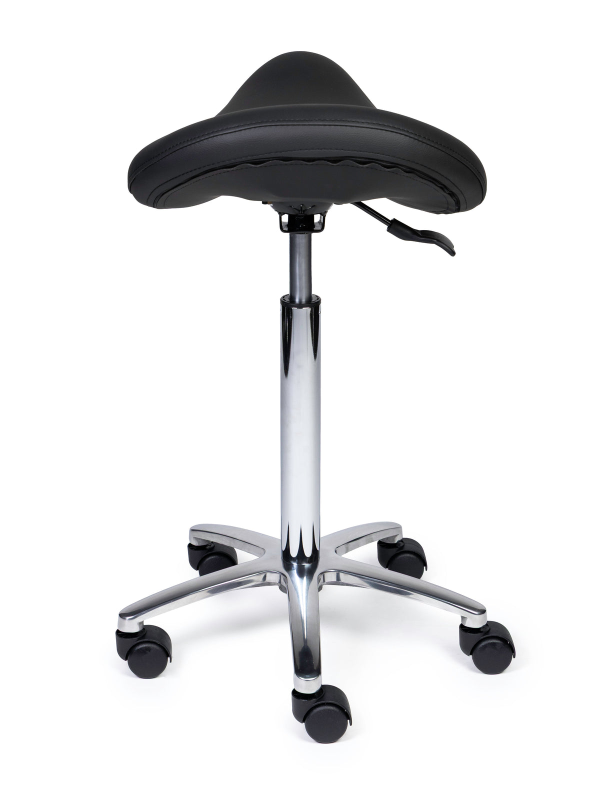 Ergonomischer Sattelhocker Premium Schwarz auf Rollen