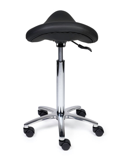 Ergonomischer Sattelhocker Premium Schwarz auf Rollen