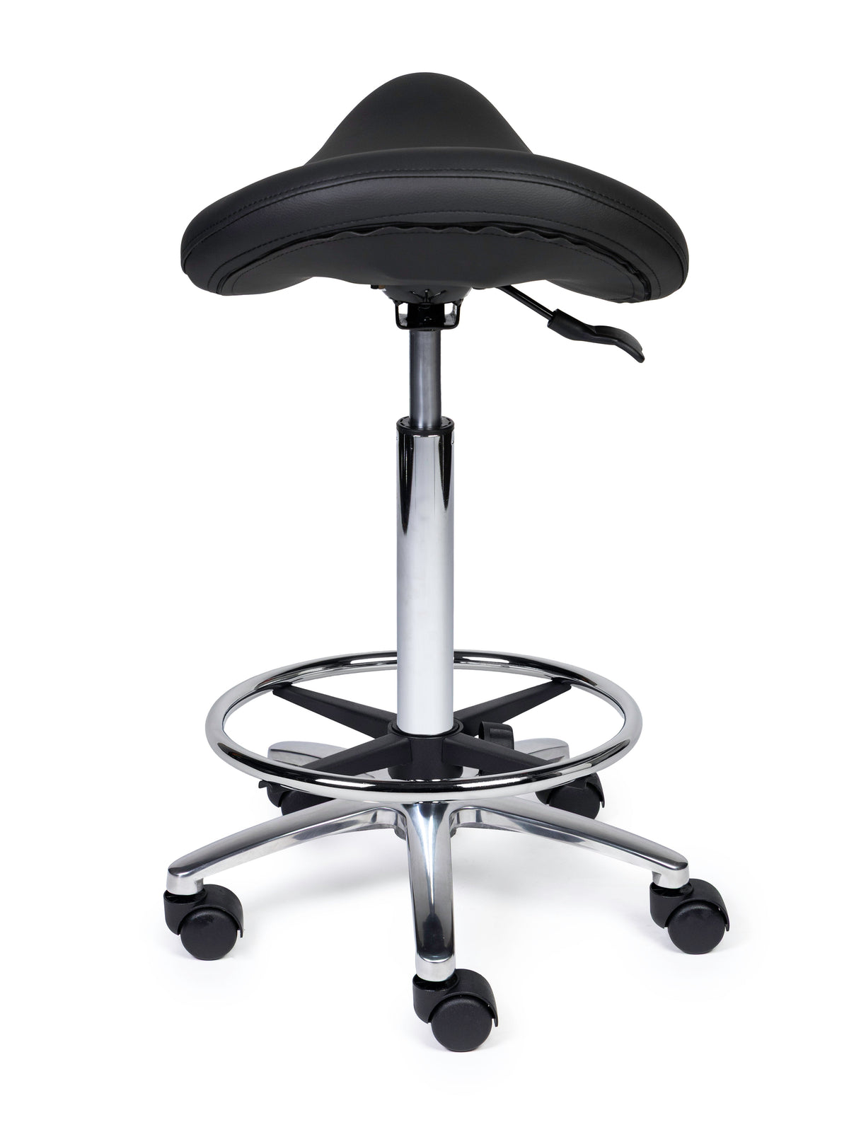 Ergonomischer Sattelhocker Premium Schwarz auf Rollen