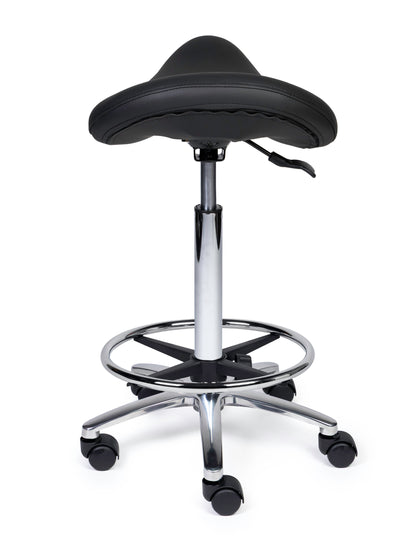 Ergonomischer Sattelhocker Premium Schwarz auf Rollen