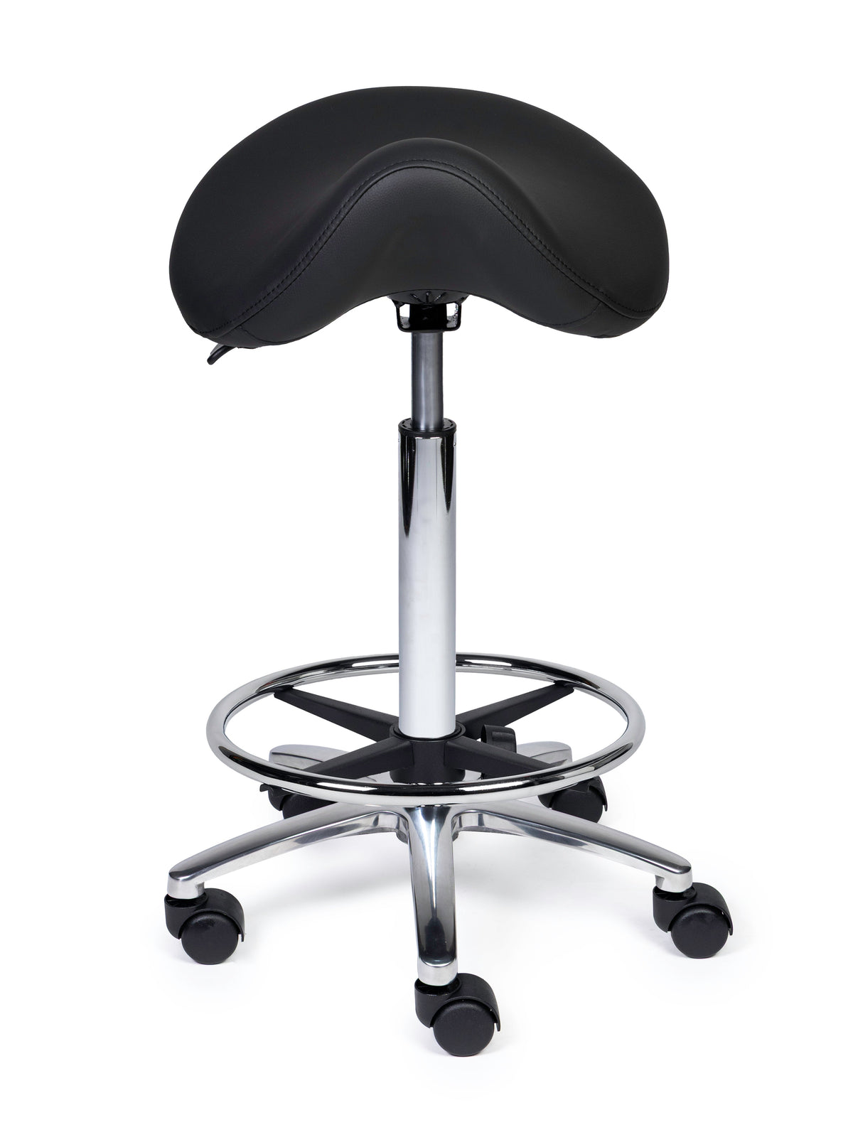 Ergonomischer Sattelhocker Premium Schwarz auf Rollen