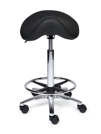 Ergonomischer Sattelhocker Premium Schwarz auf Rollen