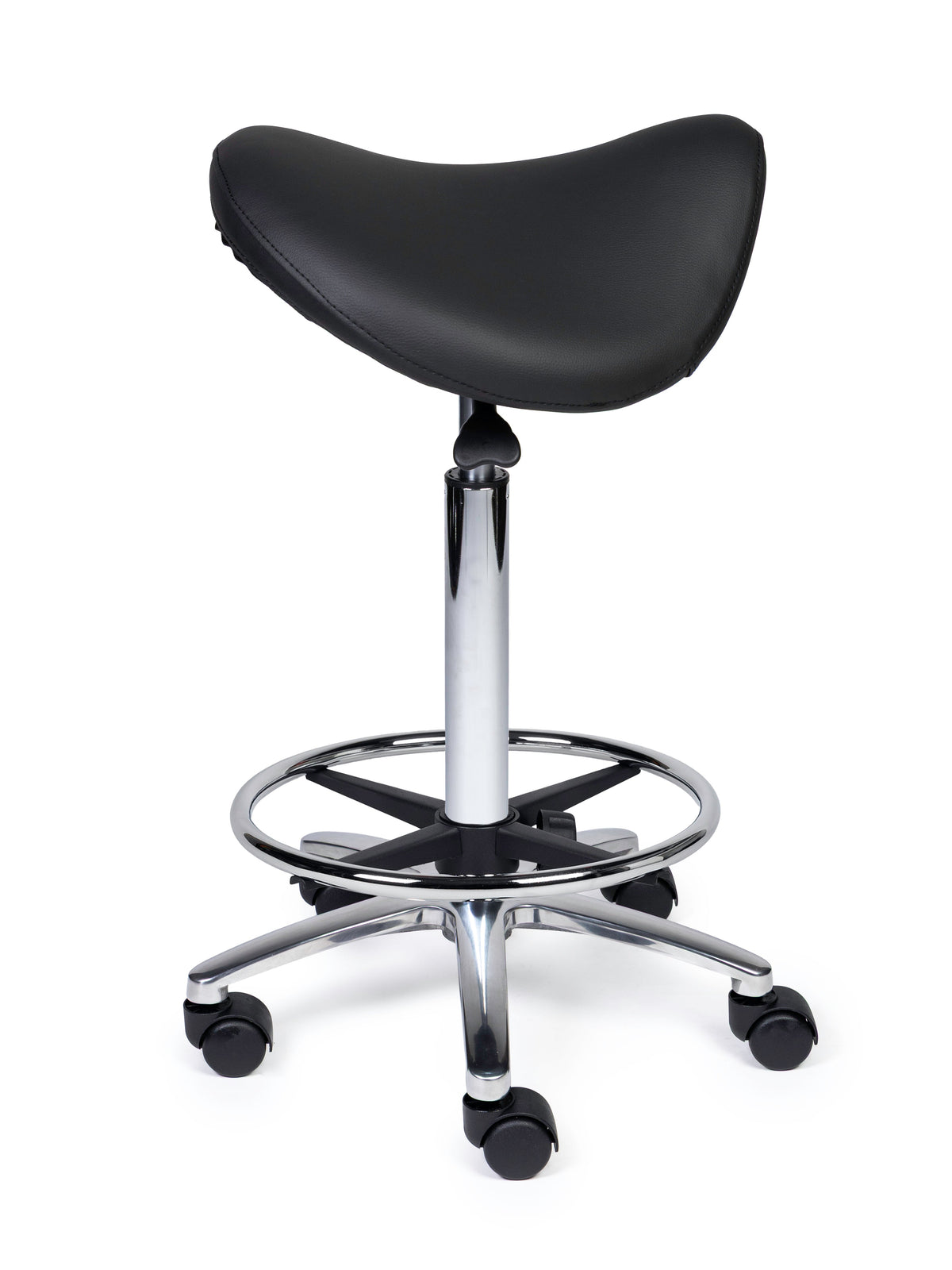 Ergonomischer Sattelhocker Premium Schwarz auf Rollen