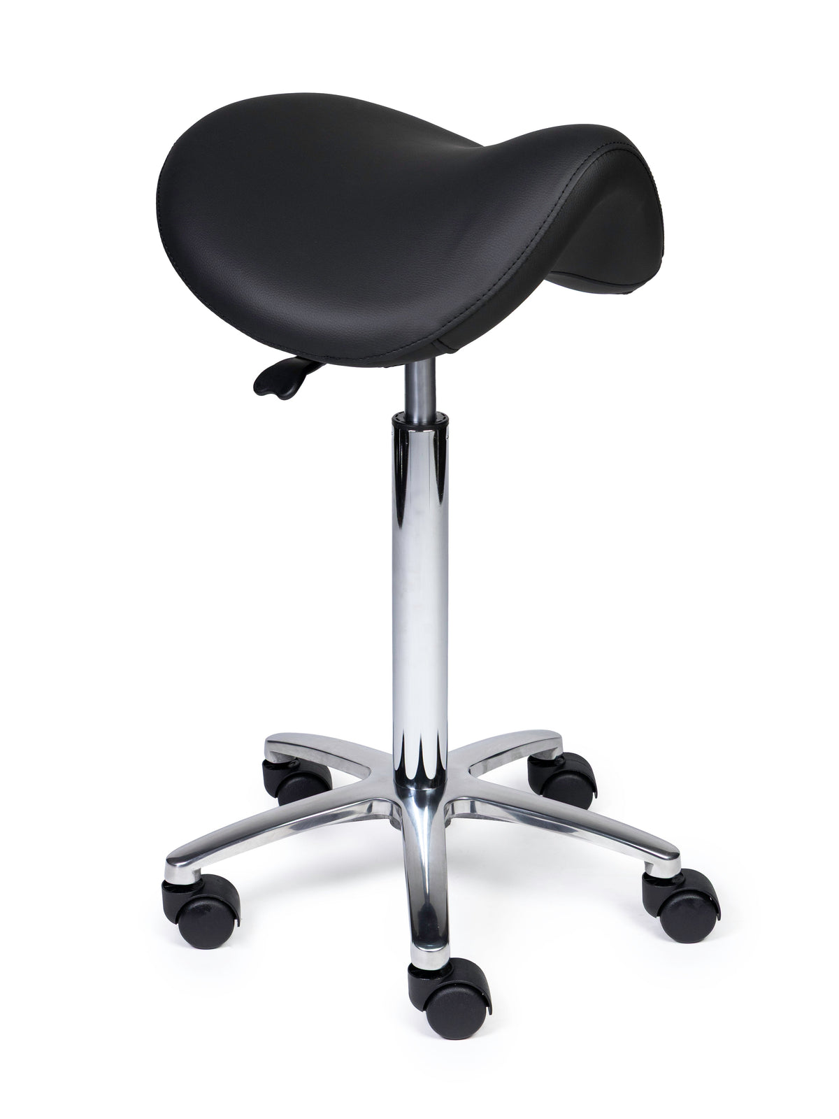 Ergonomischer Sattelhocker Premium Schwarz auf Rollen