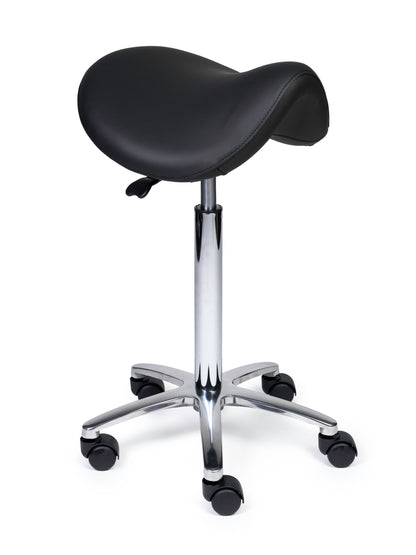 Ergonomischer Sattelhocker Premium Schwarz auf Rollen