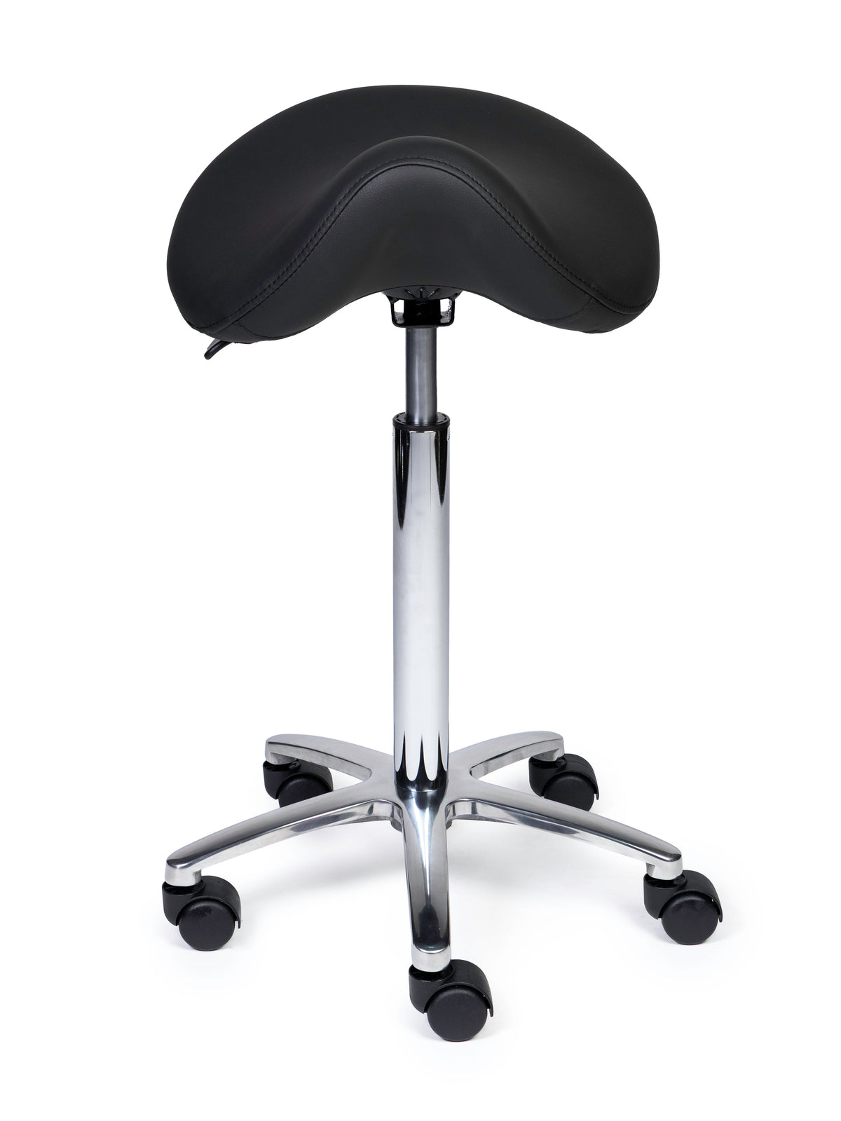 Ergonomischer Sattelhocker Premium Schwarz auf Rollen
