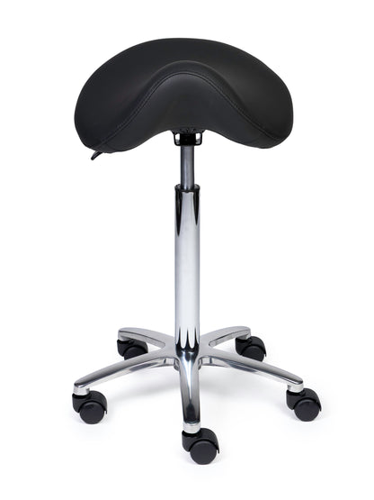 Ergonomischer Sattelhocker Premium Schwarz auf Rollen