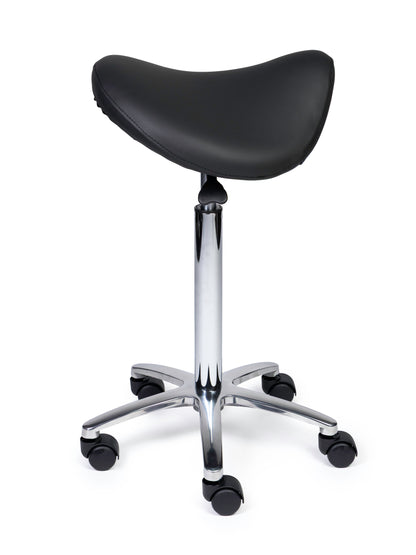 Ergonomischer Sattelhocker Premium Schwarz auf Rollen