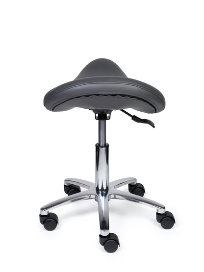 Ergonomischer Sattelhocker Premium Grau auf Rollen