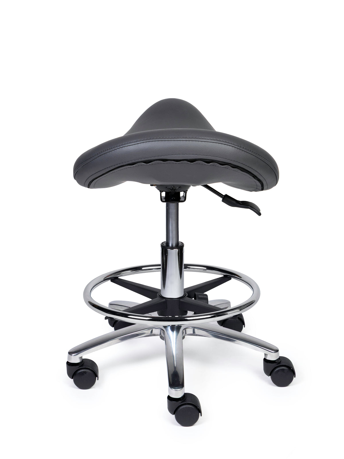 Ergonomischer Sattelhocker Premium Grau auf Rollen