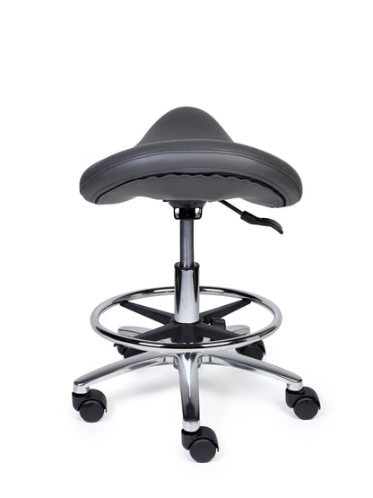 Ergonomischer Sattelhocker Premium Grau auf Rollen