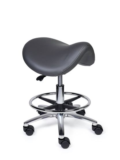 Ergonomischer Sattelhocker Premium Grau auf Rollen
