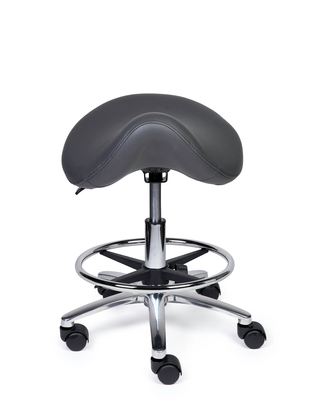 Ergonomischer Sattelhocker Premium Grau auf Rollen
