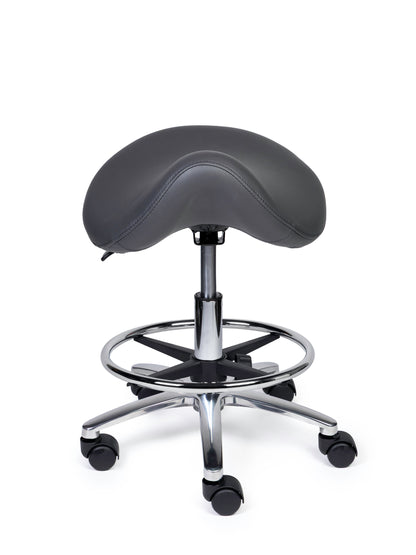 Ergonomischer Sattelhocker Premium Grau auf Rollen