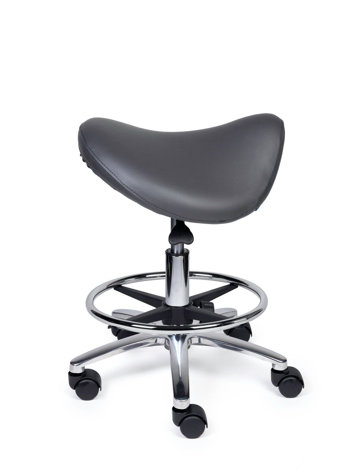 Ergonomischer Sattelhocker Premium Grau auf Rollen