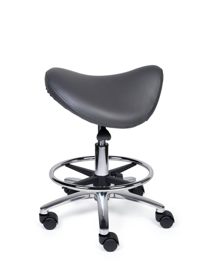 Ergonomischer Sattelhocker Premium Grau auf Rollen