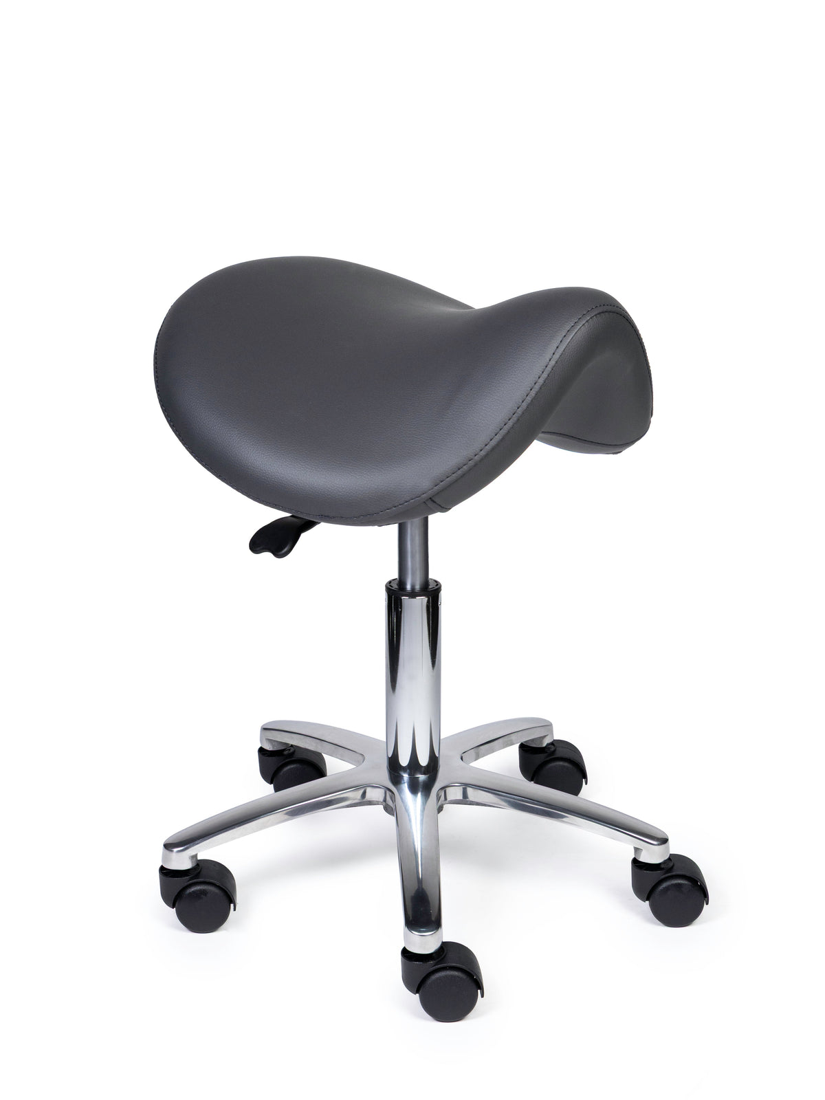 Ergonomischer Sattelhocker Premium Grau auf Rollen