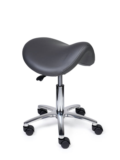 Ergonomischer Sattelhocker Premium Grau auf Rollen