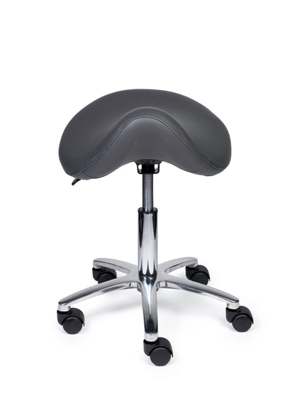 Ergonomischer Sattelhocker Premium Grau auf Rollen